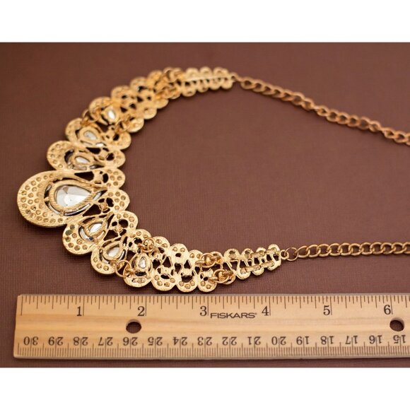 Vintage Red Teardrops Victorian Bib Necklace 20 inch - U11 - Picture 3 of 3